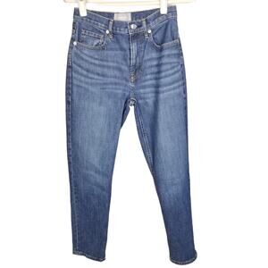 Everlane Womens The Cheeky Jeans Size 24R Mid Rise Straight Leg Whiskered Prep